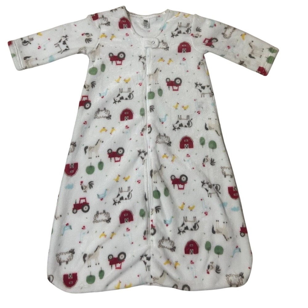 HB Sleep Sack Baby 18-24M White Excellenc Farm Barnyard Animal Fleece Long